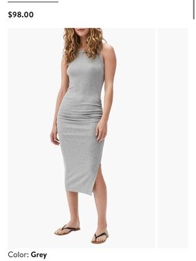 Michael Stars Grey Sleeveless Ruched Midi Dress
